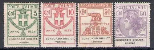 1924 Italien, halbstaatliche Körperschaften, komplette Serie 30/33,4 Werte, Consorzio Biblioteche Torino, postfrisch **