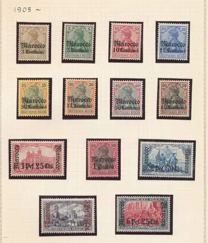 1905 Marokko - Deutsche Kolonien - Yvert Nr. 20/32 - MH* - Signatur G. Oliva