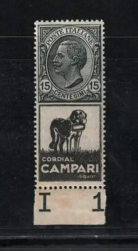 1924 Italien Königreich, Werbung # 3, 15 Cent Cordial Campari - postfrisch **