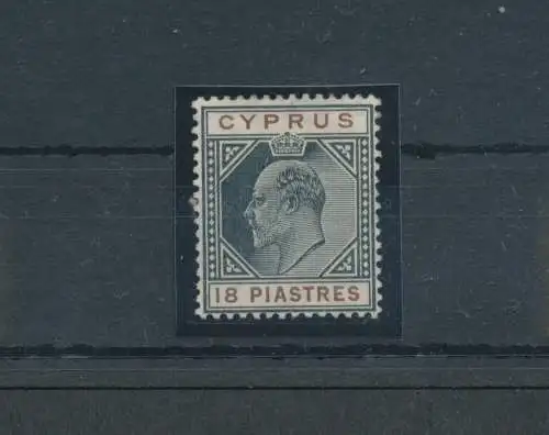 1904-10 Cipro, Stanley Gibbons Nr. 70 - 18 Piastre black and brown - MH*