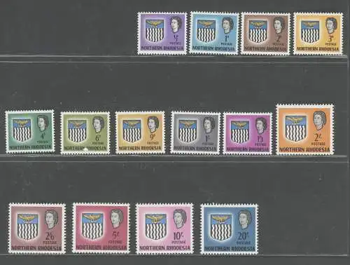 1963 Nordrhodesien, Stanley Gibbons n. 75/88, Serie mit 14 Werten - postfrisch**