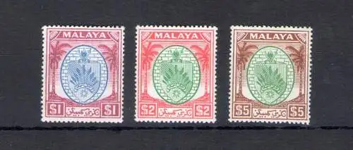 1949-55 NEGRI SEMBILAN, Stanley Gibbons Nr. 60-62 - 3 Hohe Werte - MNH **