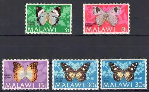 1973 Malawi, Schmetterlinge - Yvert Nr. 195-99 - 5 Werte - postfrisch **