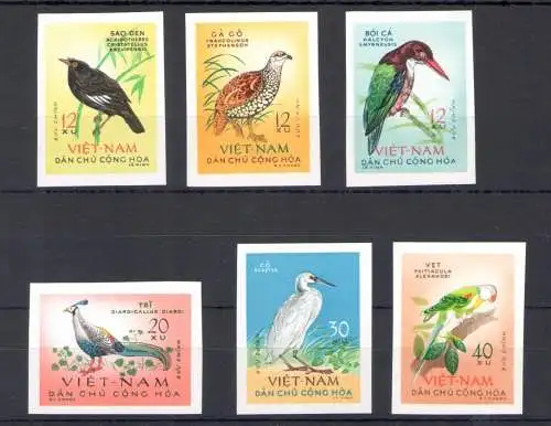 1963 Nordvietnam - Yvert Nr. 333-38 - Vögel ungezahnt - 6 Werte - postfrisch **