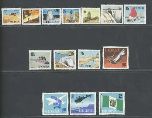 1970 Rhodesien - Yvert et Tellier Nr. 182-95 - Ordentliche Serie - 14 Werte - postfrisch **