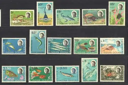 1968 BIOT - BRITISH INDIAN OCEAN TERRITORY - OCEAN INDIAN - Yvert Nr. 16-30 - Serie mit 15 Werten - MNH **