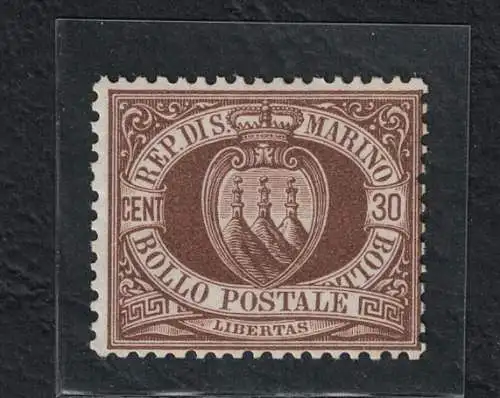 1877 San Marino, # 6, 30 Cent braun - diskrete Zentrierung - postfrisch **