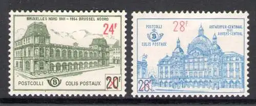 1961-63 Belgien - Postpakete - Bahnhöfe Nr. 373-375 - 2 Werte - postfrisch **