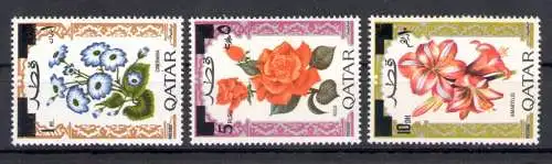 1972 QATAR, SG Nr. 399/01 - Überdruckte Blumen Neuwert - postfrisch**