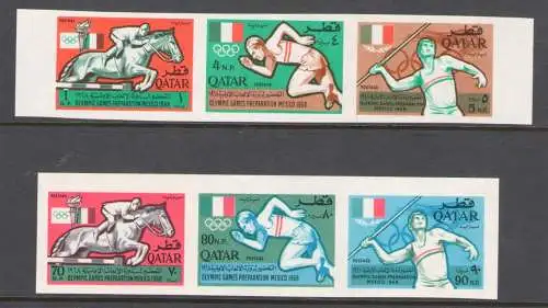 1966 Katar, SG Nr. 125/30 - Olympische Spiele Mexiko - ungezahnt - postfrisch **