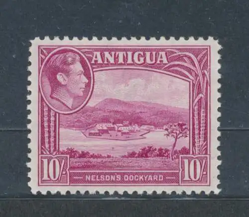 1938-51 Antigua - Stanley Gibbons Nr. 108 - 10 Schilling Magenta - MNH **