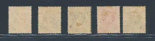 1905 Cayman Islands, Stanley Gibbons n. 8/12, Serie mit 5 Werten, MH*