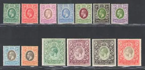 1912-19 Somaliland - Stanley Gibbons n. 12/19 - Serie mit 13 Werten - MH*