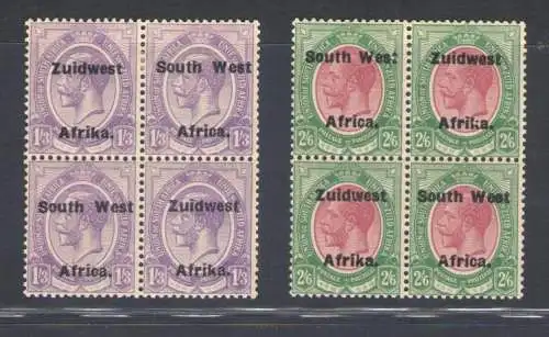 1923-26 Südwestafrika, Stanley Gibbons Nr. 36/37 - Viererblock - MH*