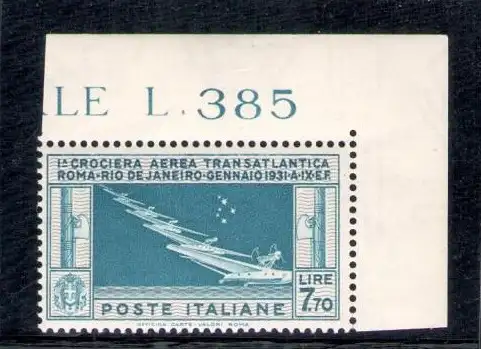 1930 Italien, Transatlantikkreuzfahrt Balbo, Lire 7,70 Nr. 25 - postfrisch **