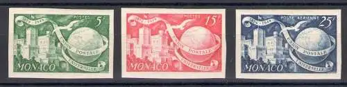 1949 Monaco, Upu ungezähnt, 3 Val, postfrisch **