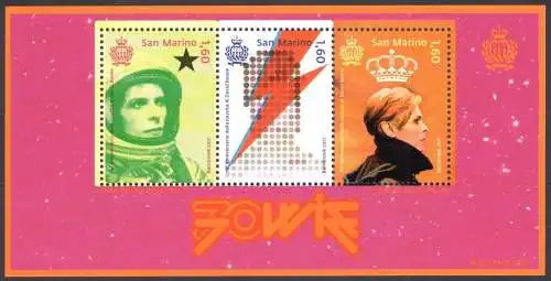 2017 San Marino David Bowie 70th Anniversary Birth Zettel postfrisch **