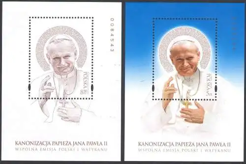 2014 Polen, Heiligsprechung Johannes Paul II. 2 BF Konjunta MNH **