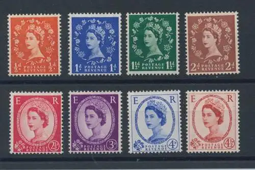 1958/59 GROSSBRITANNIEN - Elisabeth II. - 343/50 Typ 327/33 - MNH **