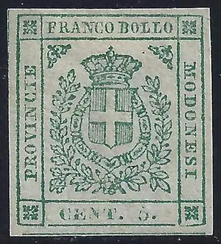 1859 Modena Provisorische Regierung, Nr. 12 Signatur Bolaffi MLH * - Zertifikat Chilisch