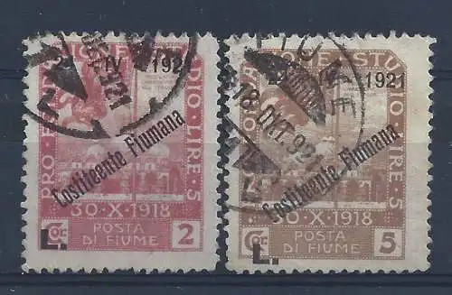 1921 Fluss, n. 172n und 174n GEBRAUCHT VIELFALT' Aufdruck 'Konstanten'