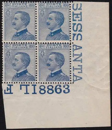 1923 Italien - Königreich, Michetti 60 Cent, Nr. 157 MNH ** VIERTE TABELLENNUMMER 8863