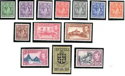 1938 ST. LUCIA S.G. 128a/141 13 Werte MLH/*