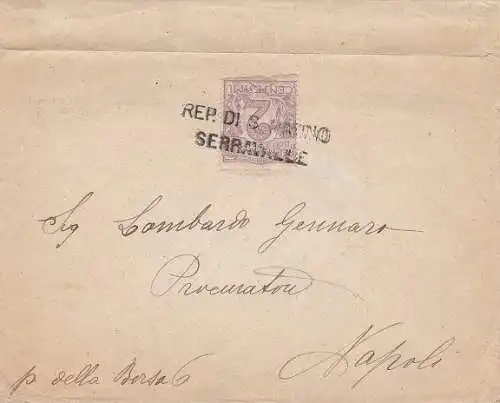 1903 SAN MARINO, Nr. 34 2c. braunviolett auf Brief. ND-Briefmarke unten.