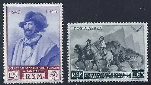 1949 SAN MARINO, Nr. 358/365*A Garibaldi 13 Werte MNH/**