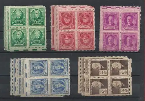 1940 USA - Nr. 647/681 Figuren 35 Werte MNH/** QUARTINA