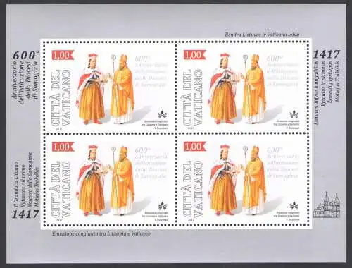 2017 Vatikan, 600. Jahrestag der Diözese Samogizia Emis.Congiunta - MNH **