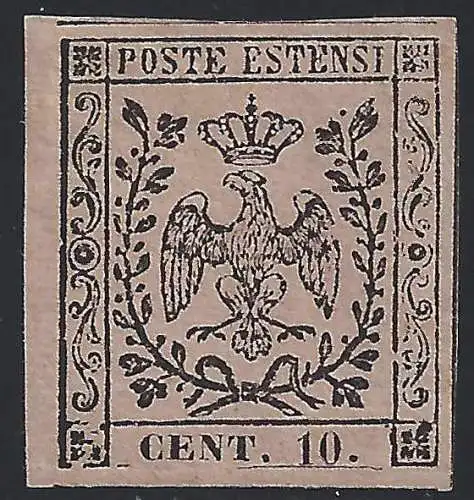 1859 Modena, Nr. 9 10c. rosa MLH* SEHR GUTE MARGEN