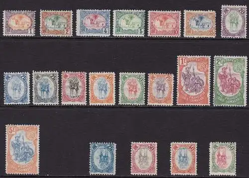 1902 COTE DES SOMALIS - YV 37/52 16 Werte + 4 Werte Mitte umgedreht MLH*