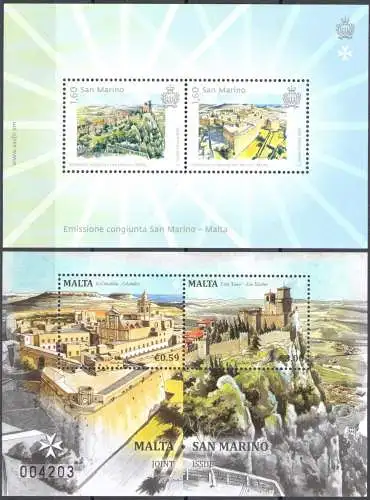 2016 San Marino + Malta Gemeinschaftsausgabe 2 Bogen - postfrisch **