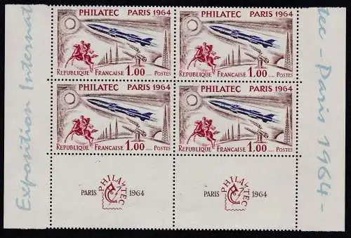 1964 FRANKREICH - Nr. 1422 Philatec MNH / ** Viererblock