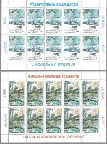 1999 EUROPA CEPT Georgien 2 Minifogli 10 val Naturparks MNH **