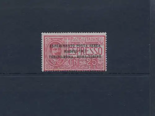 1917 Italien, Luftpost Nr. 1, 25 Cent rot, postfrisch ** normale Zentrierung