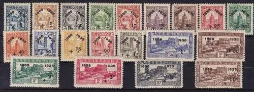 1938 TUNESIEN/TUNESIEN - Yvert Nr. 185/204 20 Werte MLH/*