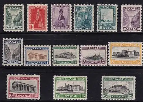 1927 Griechenland Griechenland, Nr. 348/361 Satz mit 14 Werten MH/*