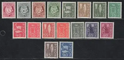 1962-65 Norwegen, # 435/49 Posthorn, Ordentliche Serie, postfrisch **