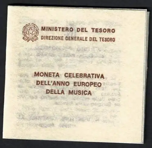 1985 Italien, Republik 500 Lire Silber, Musik - FDC