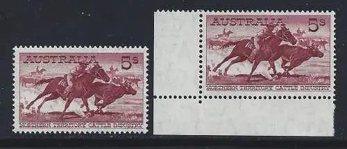 1961-64 AUSTRALIEN, Nr. 274-274a - Züchter cremefarbenes Papier - weiße Karte - postfrisch **