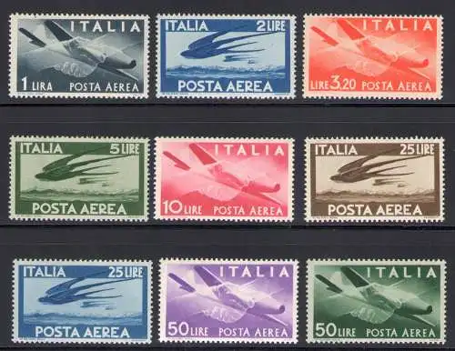 1945-46 Italien - Republik, Luftpost, Nr. 126/134 9 Werte postfrisch**