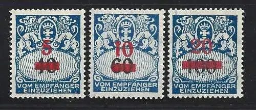 1932 DANZIG - Steuer Nr. 34/36 3 Werte postfrisch/**