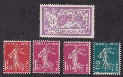 1924-31 FRANKREICH - Nr. 195/196 + 238/240 5 Werte - postfrisch**