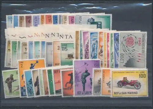 1962 San Marino kompletter Jahrgang, postfrisch, 46 Werte + 1 Bogen Europa 1962 - postfrisch **