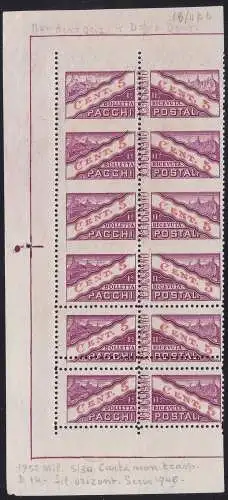 1945 SAN MARINO, Postpakete Nr. 16d + 16o 5 Cent. lila und rot MNH/**