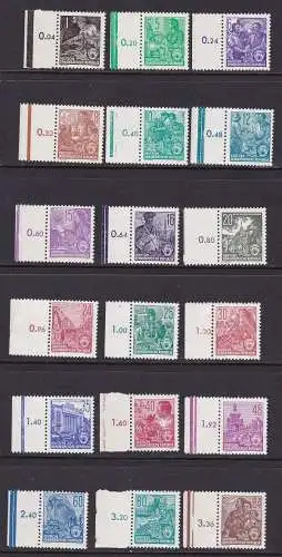 1953 DDR / DDR - Nr. 405/422 Serie mit 18 Werten MNH/**