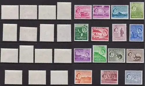 1953-58 MAURITIUS, Stanley Gibbons Nr. 293/306 Serie mit 15 Werten - postfrisch**