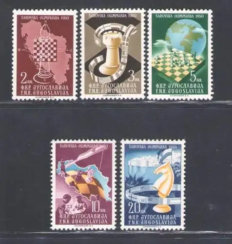 1950 JUGOSLAWIEN - Schachmeisterschaft in Ragusa - Einheit Nr. 549-553 - postfrisch **